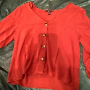 womens burnt orange button down